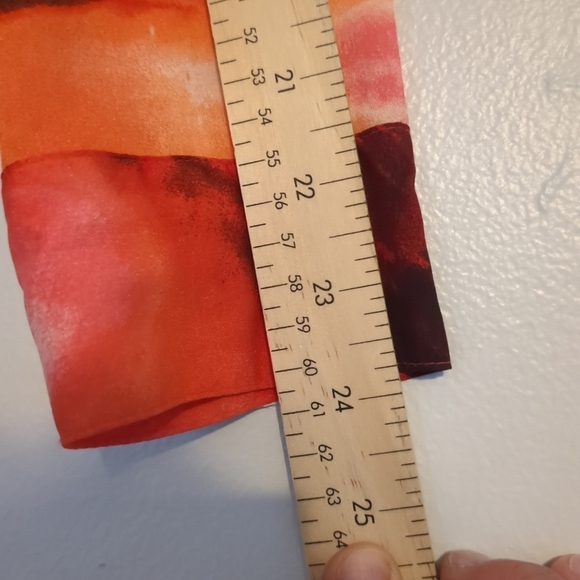 Calvin Klein Blouse Womens Small Orange Red and Black Abstract Sheer Button Up - Picture 7 of 7